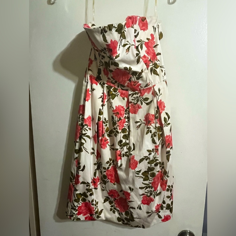 Twentyone Strapless Floral Dress - Red and White